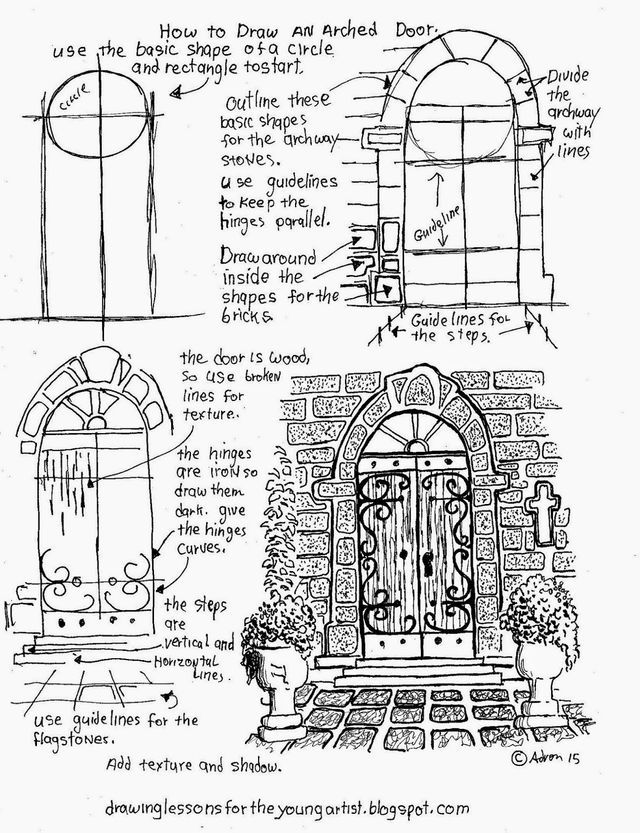 640x833 How Draw An Arched Door, A Free Printable Worksheet (How