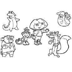 230x230 Dora Playing With Friends Coloring Page Preschool In Fancy Draw