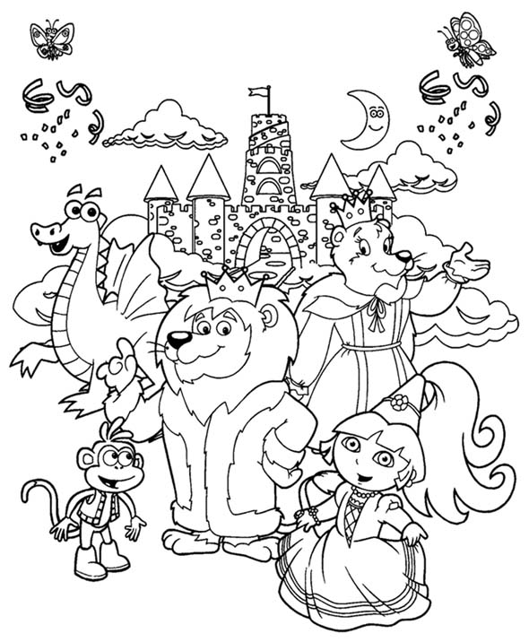 590x716 Free Coloring Worksheets Funny Dora For Kindergarten Coloring