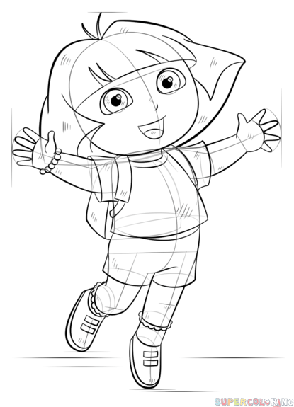 415x575 How To Draw Dora The Explorer Step By Step Drawing Tutorials