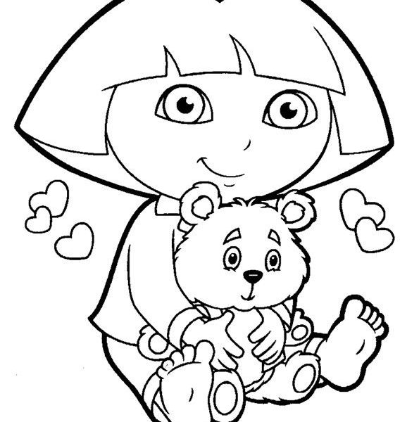 595x600 Printable Pictures Of Dora The Explorer Kids Coloring Page