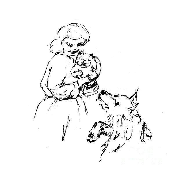 600x600 Lizzy Holds Charles Drawing By Dorothy Hilde