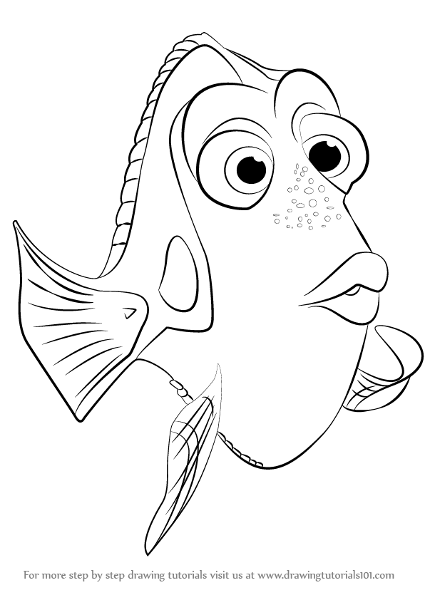596x842 Learn How To Draw Dory From Finding Dory (Finding Dory) Step By