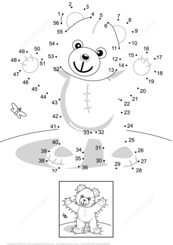 339x480 Teddy Bear Dot To Dot Free Printable Coloring Pages