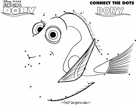 438x338 Printable Finding Dory Connect The Dots Disney Page For Kids