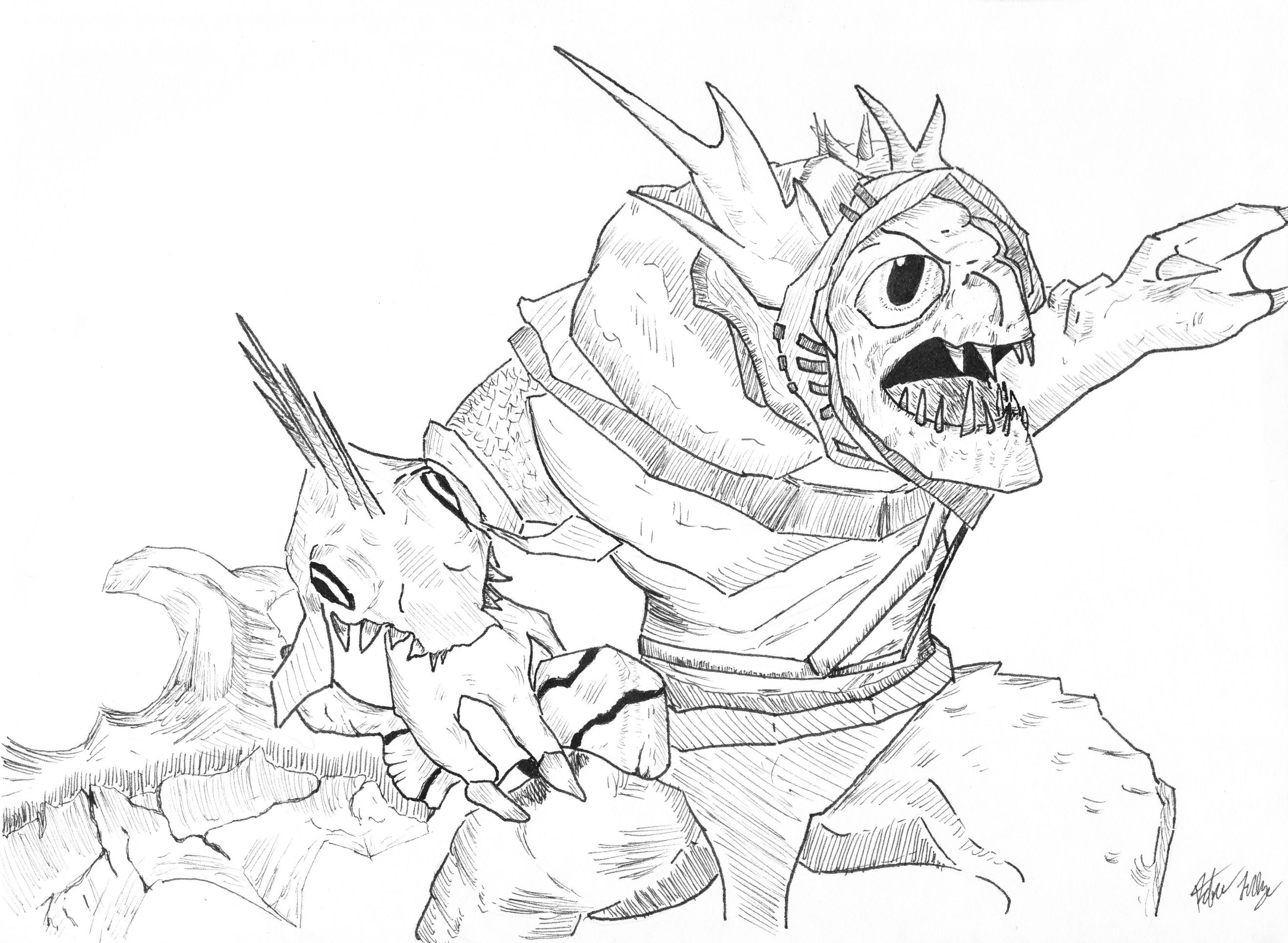 2639x1932 Slark Ink Drawing Dota2