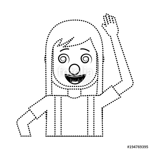 500x500 Funny Smile Woman With Clown Mask Silly Vector Illustration Dotted