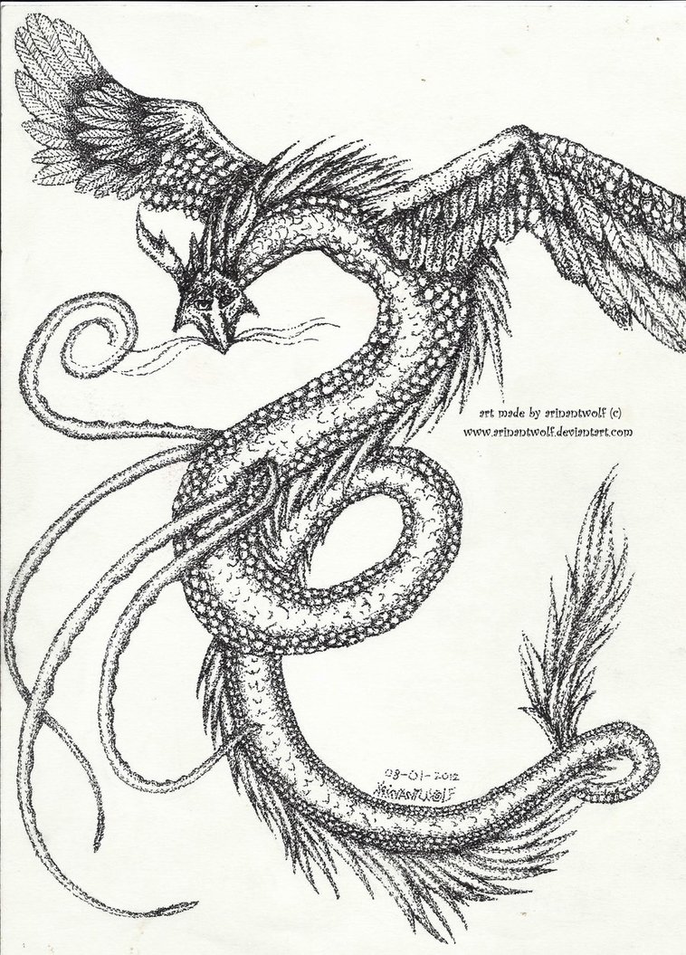 758x1055 Dotted Dragon !stippling! By Arinantwolf