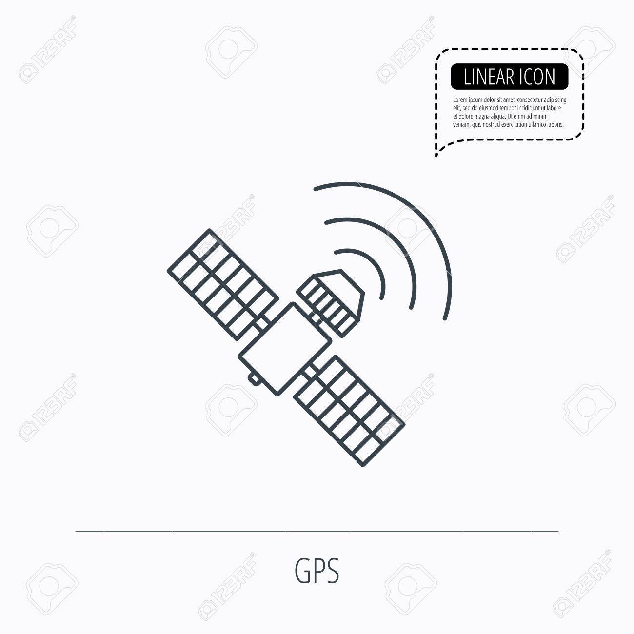 1300x1300 Gps Icon. Satellite Navigation Sign. Linear Outline Icon. Speech