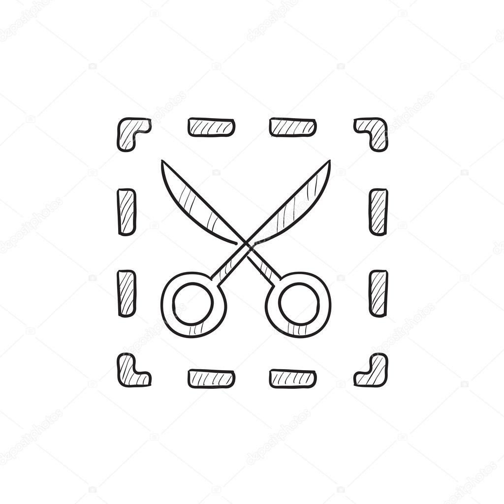 1024x1024 Scissors With Dotted Lines Sketch Icon. Stock Vector Rastudio