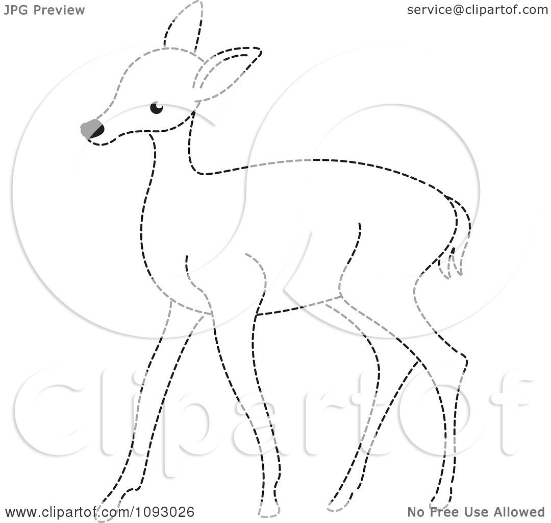 1080x1024 Clipart Black And White Dotted Line Deer