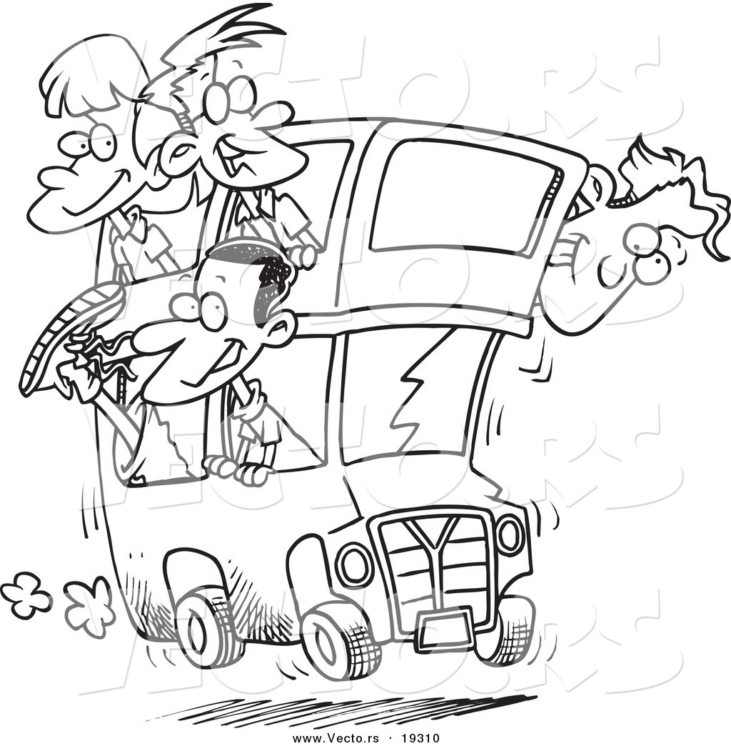 1024x1044 Vector Of A Cartoon Group Of People On A Double Decker Bus