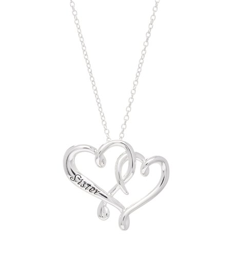 452x543 Mom Amp Family Sterling Silver Double Heart Sister Pendant Necklace