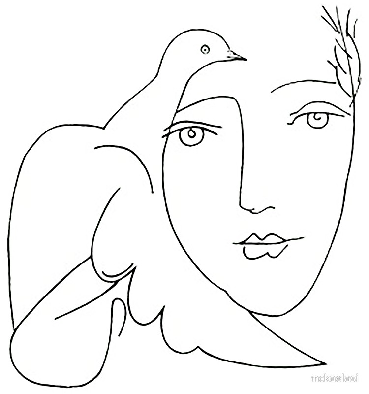 750x800 Picasso Dove Face Sketch Stickers By Mckaelasi Redbubble