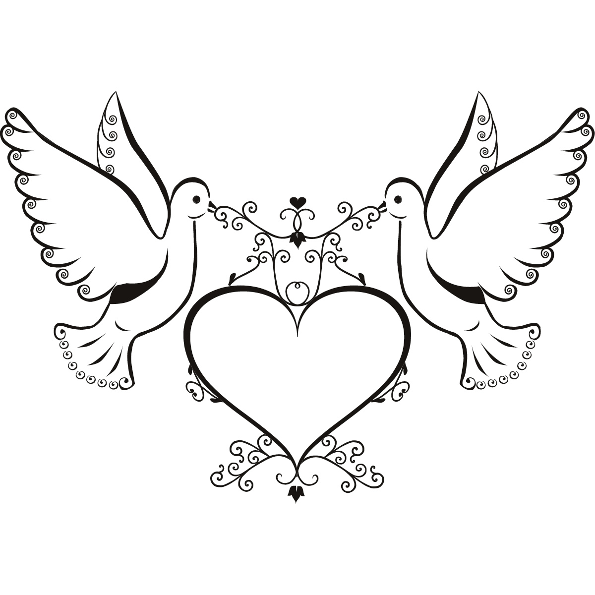 1200x1200 Dove Line Drawing Clip Art