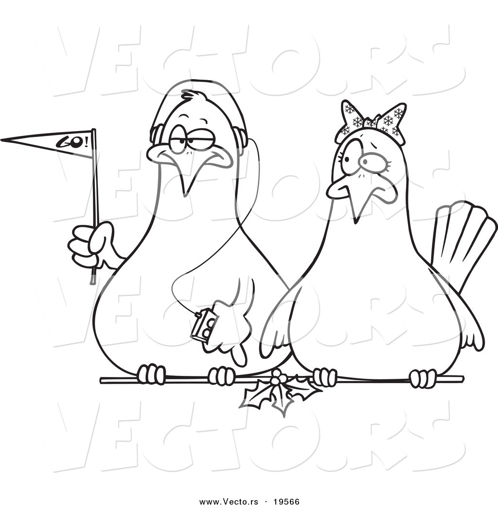 1024x1044 Vector Of A Cartoon Black And White Outline Design Of Dove Fans