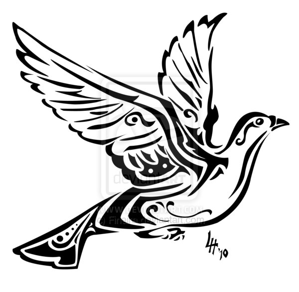 600x585 Tribal Dove Tattoo Designs