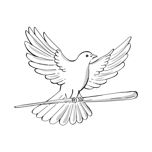 630x630 Pigeon Or Dove Flying With Cane Drawing