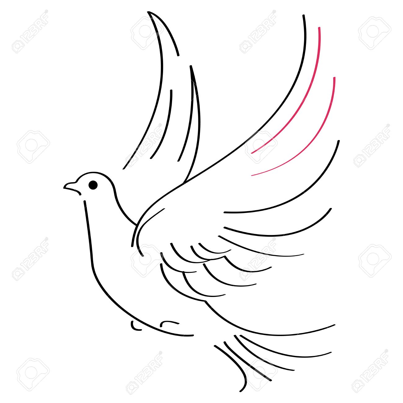 1300x1300 Vector Illustration Of Flying Dove On White Background Royalty