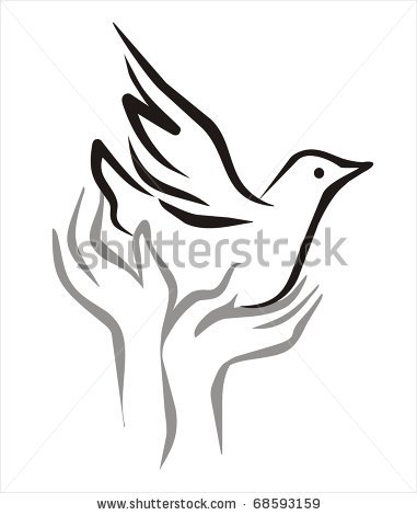 381x470 Dove bird sketch Peace Flying From The Open Hands Sketch