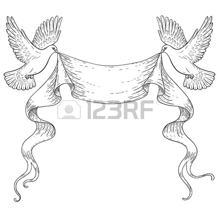 450x450 Hand Drawn Pair Of Flying Doves Isolated On White Background