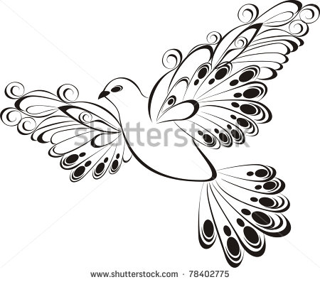 450x397 Outline Flying Dove Tattoo Photo