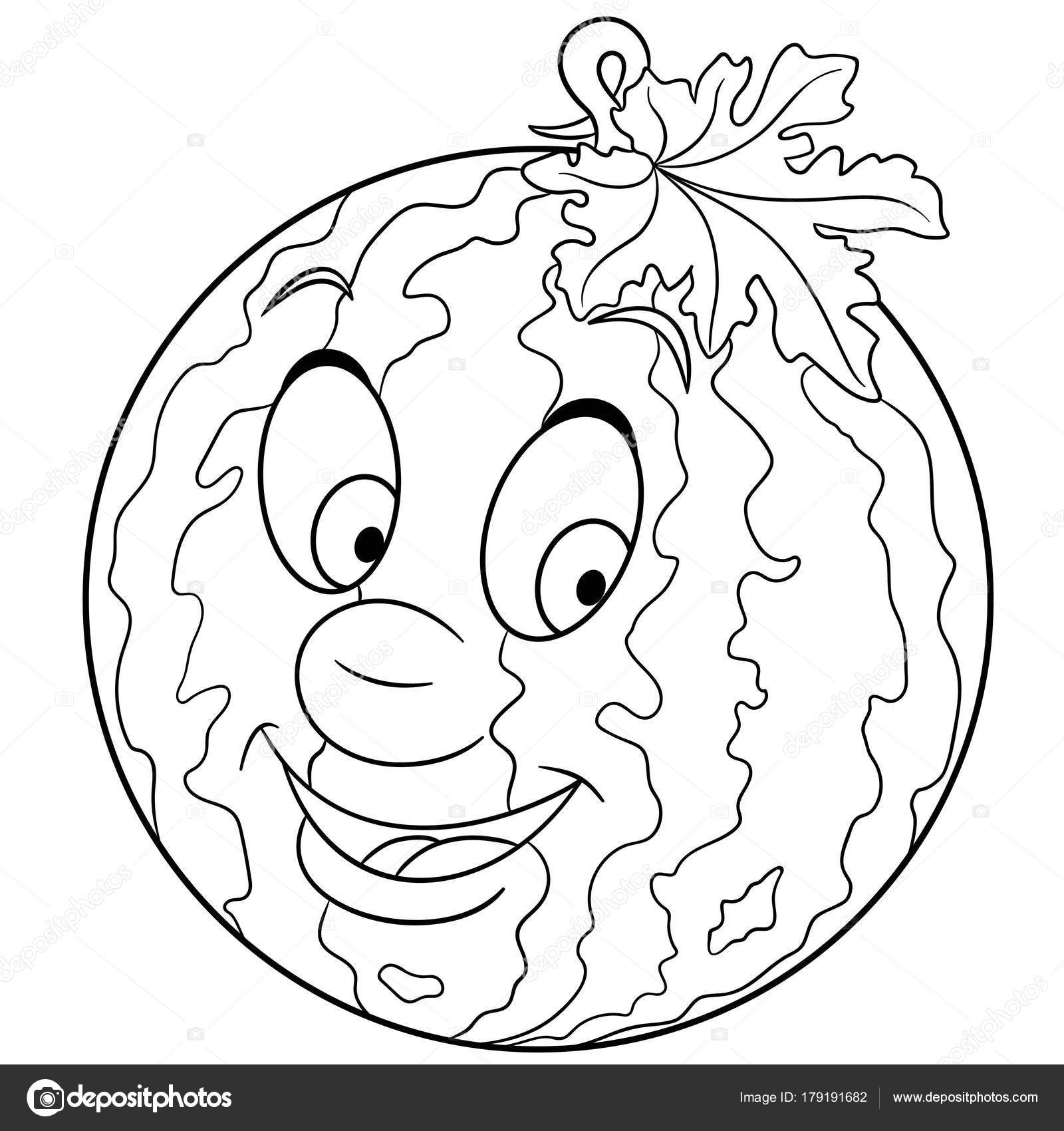 1600x1700 Coloring Book Coloring Page Cartoon Watermelon Character Happy