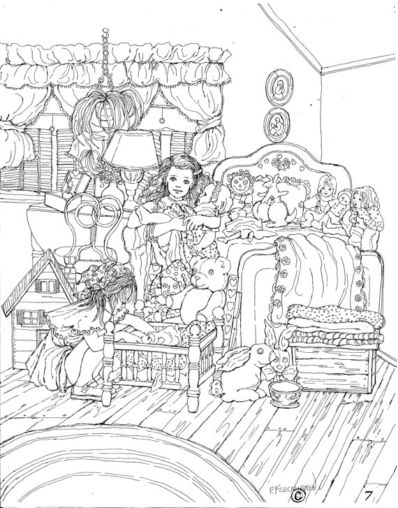 570x727 Adult Coloring Page Printable Art Instant Download Pen Drawing