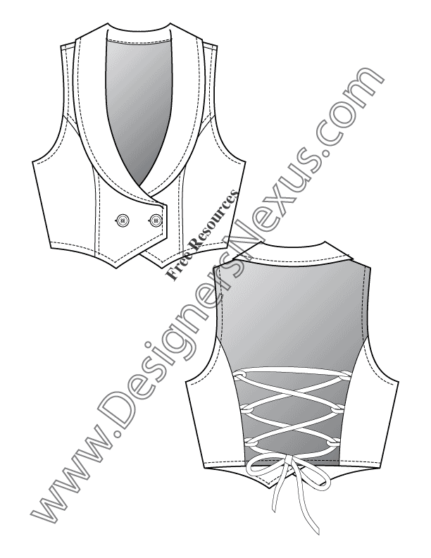 612x792 Free Downloads Illustrator Vest Flat Sketches