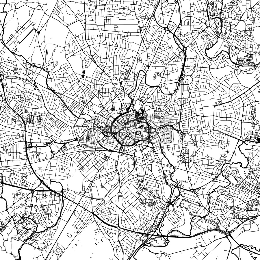 900x900 Coventry Downtown Vector Map Hebstreits