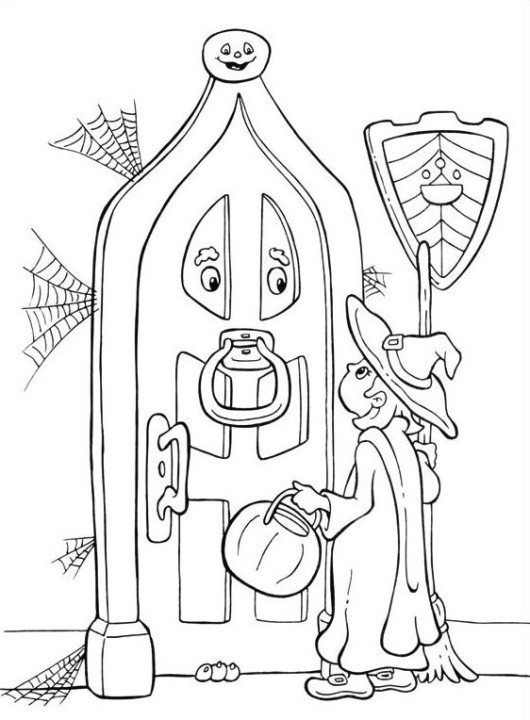 530x720 Dracula And Witch Halloween Coloring Pages In Sweet Draw Page