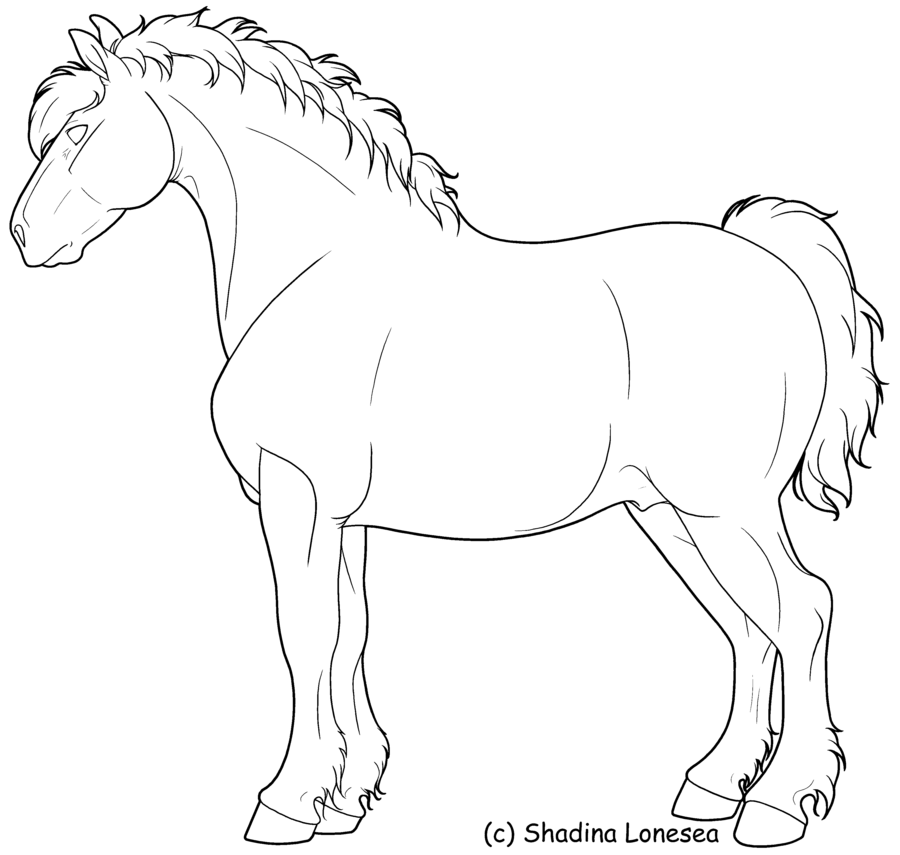 900x855 Draft Horse Lineart By Shadinalonesea