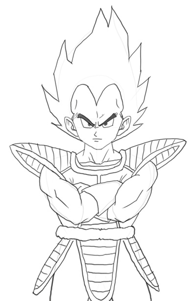 400x614 How To Draw Vegeta