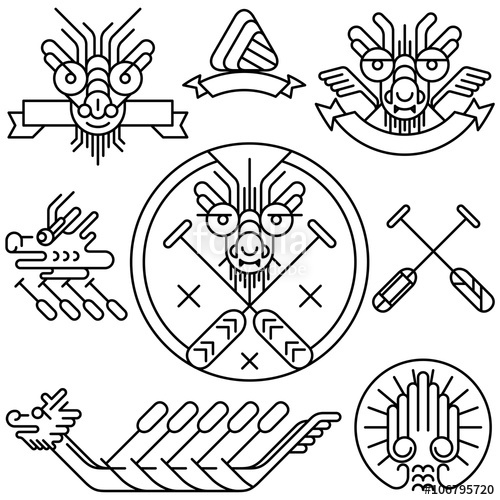 500x500 Dragon Icon Line Drawing For Chinese Dragon Boat Festival Stock