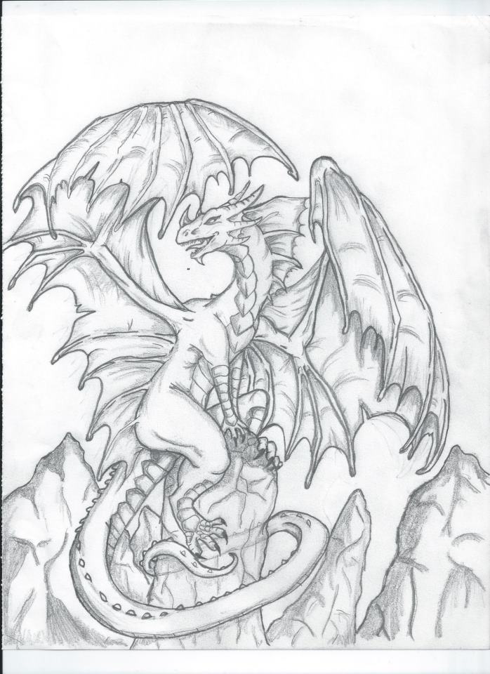 698x960 Dragon Sketch (Full Body) By Dragonyugisdarkheart