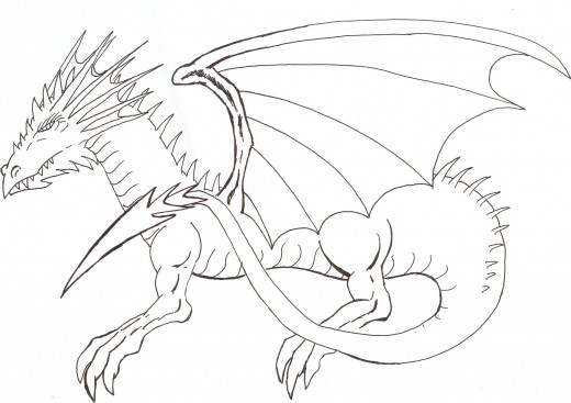 520x367 Side View Dragon Body Drawing Dragons Easy Dragon