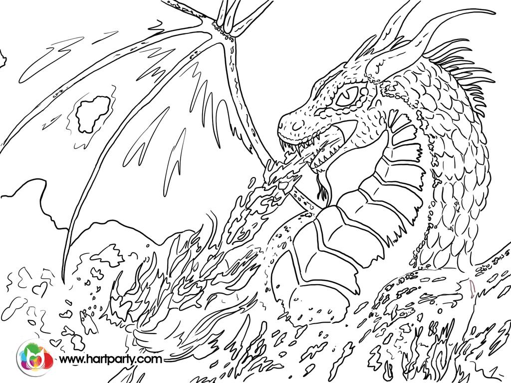 1024x768 Trace Able Coloring Page For Fire Breathing Dragon ) Httpswww