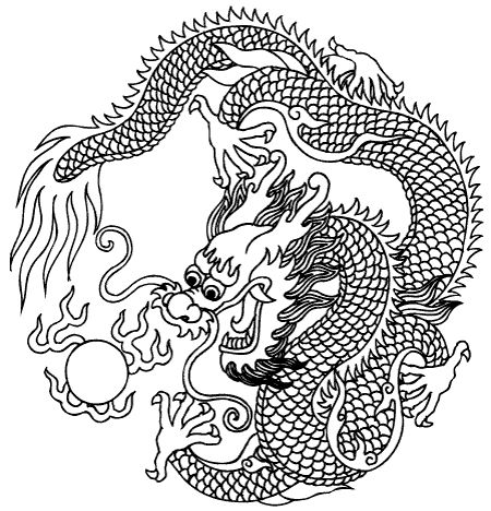450x468 Drawn Chinese Dragon Line Art
