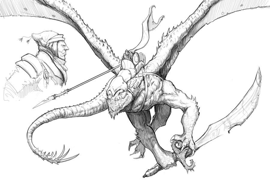 900x600 Dragon Rider Sketch By Nickdespain