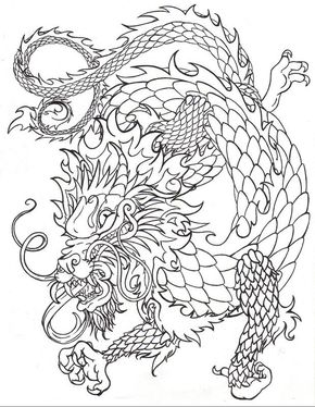 290x374 Chinese Dragon Drawings Chinese Dragon Line By Death