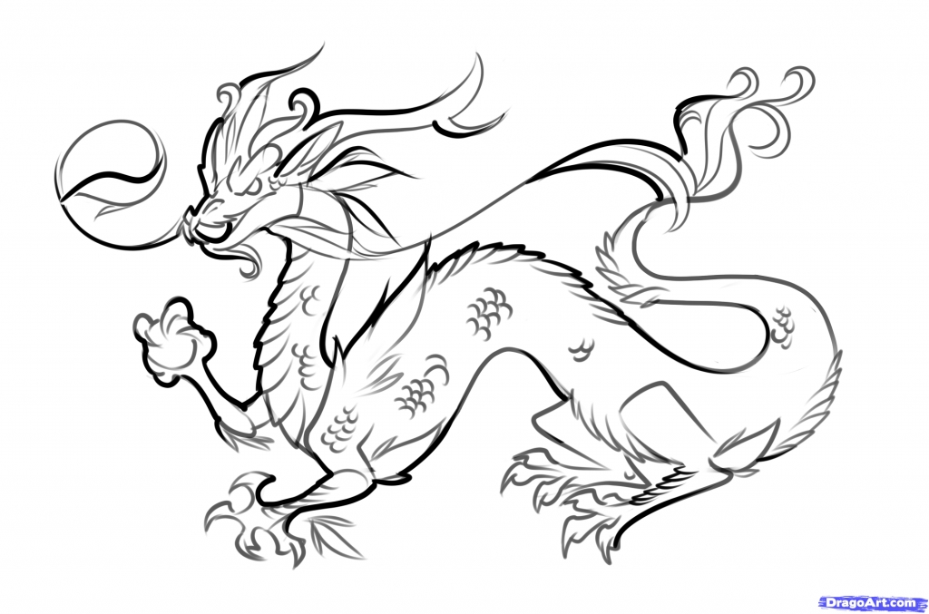 1024x677 Easy Drawings Of Dragons Dragon Outline Drawing