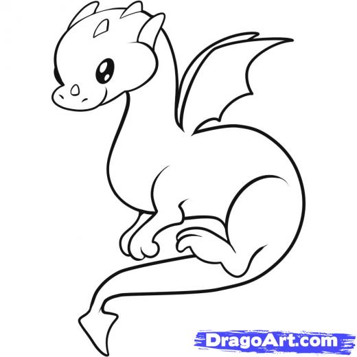 520x520 How Draw A Easy Cartoon Dragon How