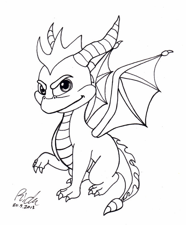 600x727 Spyro The Dragon Bw By Ricku