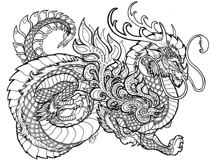 736x546 Adult Dragon Coloring Pages Printable To Funny Draw Pict