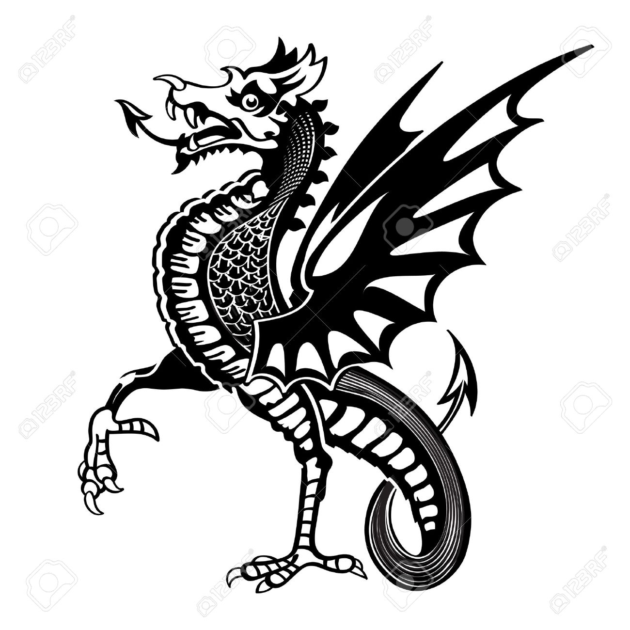 1300x1300 Vintage Medieval Dragon Drawing Royalty Free Cliparts, Vectors