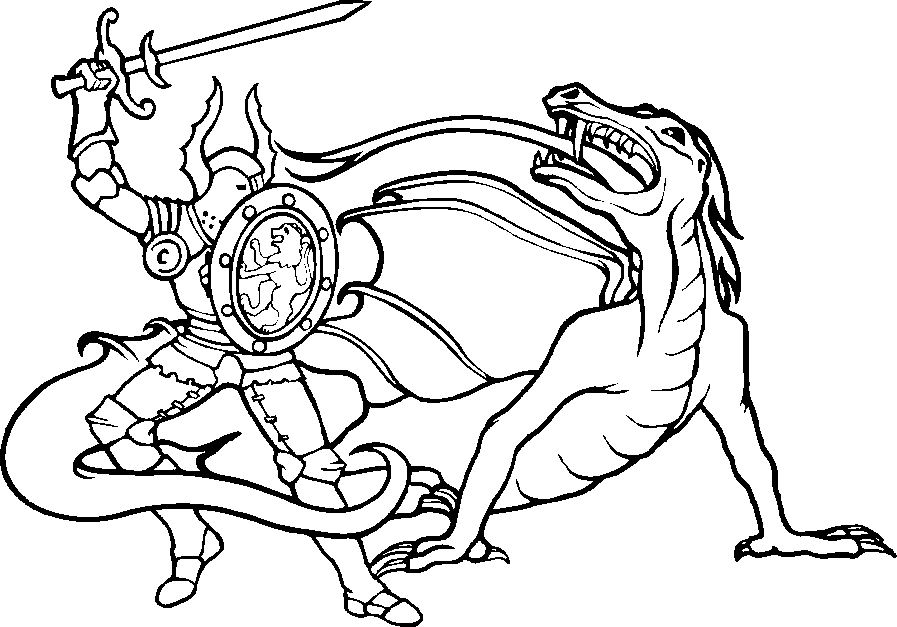 897x627 Free Printable Knight With Dragon Coloring Pages To Print Also