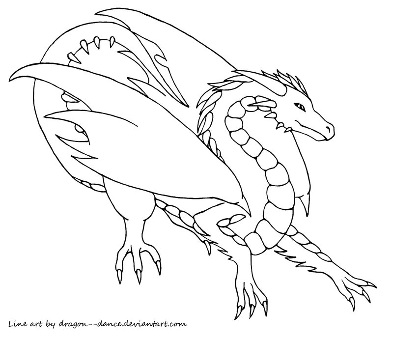 800x688 Drawn Dragon Simple Line Art