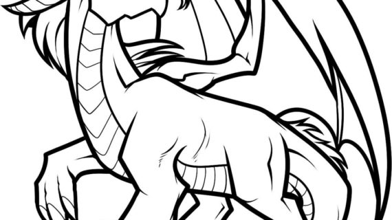 570x320 Simple Dragon Drawing Dragon Outline Drawing