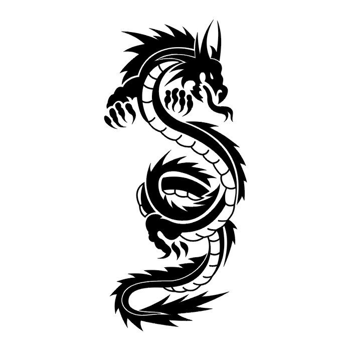 700x700 Simple Black Tribal Dragon Tattoo Design