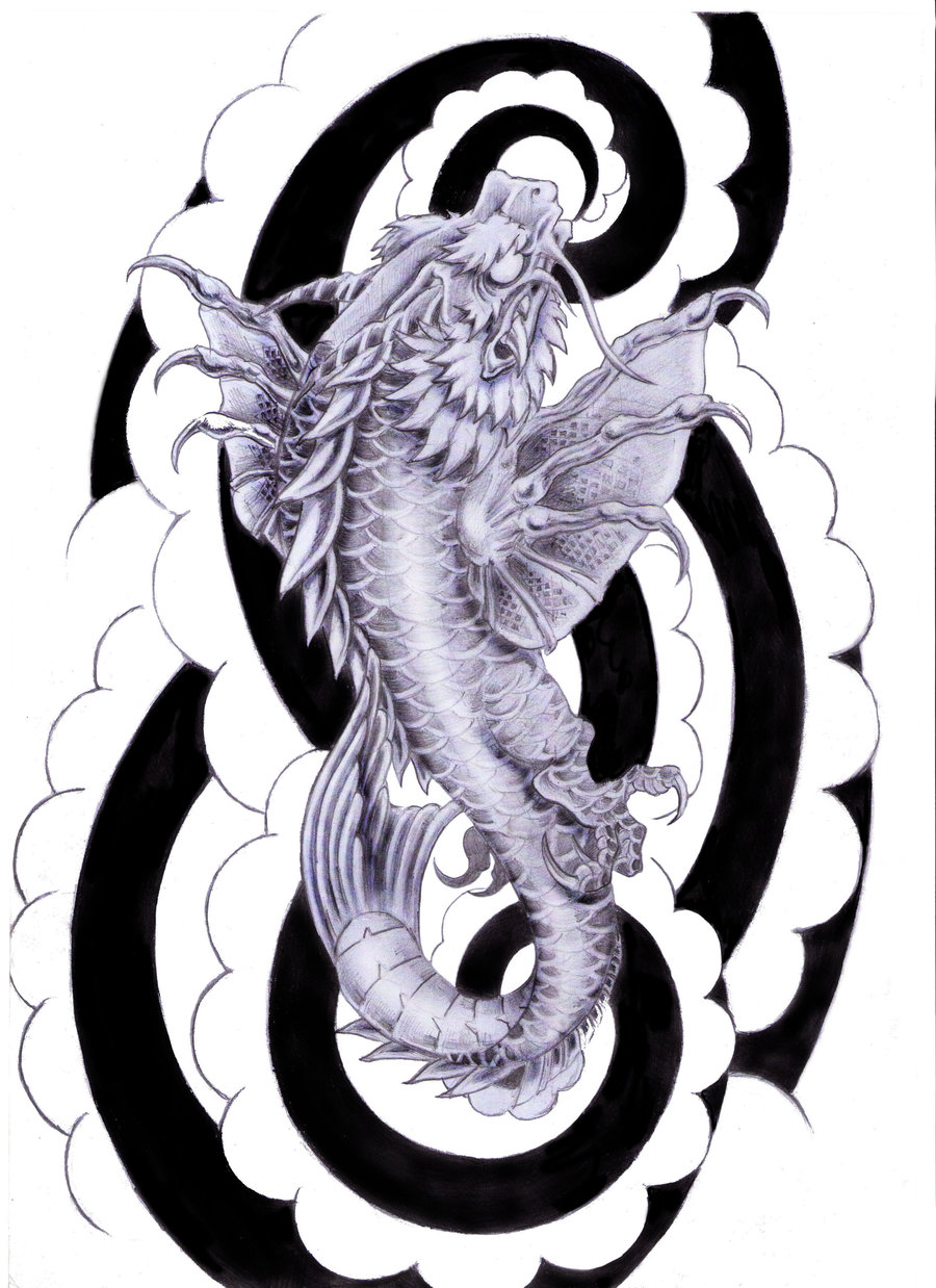 900x1238 Koi Dragon Tattoo Design By Tylerrthemesmer